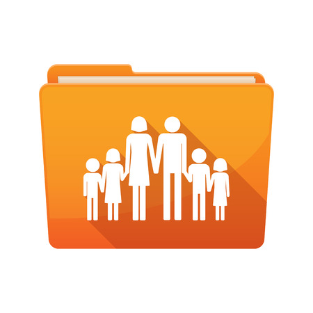 Illustration of a long shadow  binder with  a large family  pictogramのイラスト素材