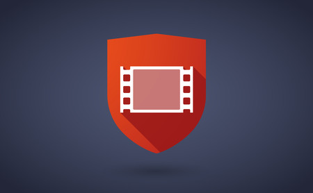Illustration of a long shadow shield icon with a film photogramのイラスト素材