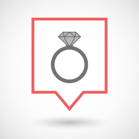 Illustration of an isolated tooltip line art icon with an engagement ringのイラスト素材