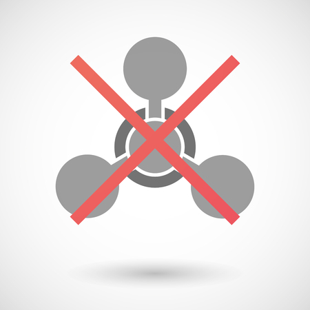 Illustration of an isolated not allowed cross icon with a chemical weapon signのイラスト素材
