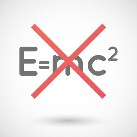 Illustration of an isolated not allowed cross icon with the Theory of Relativity formulaのイラスト素材