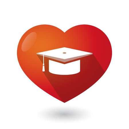 Illustration of an isolated red heart with a graduation capのイラスト素材