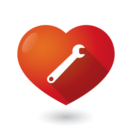 Illustration of an isolated red heart with a spannerのイラスト素材