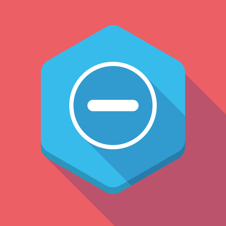 Illustration of a long shadow hexagon icon with a subtraction signのイラスト素材