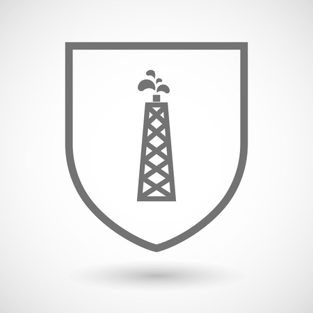 Illustration of an isolated line art shield icon with an oil towerのイラスト素材
