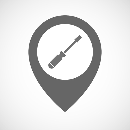 Illustration of an isolated map marker with a screwdriverのイラスト素材