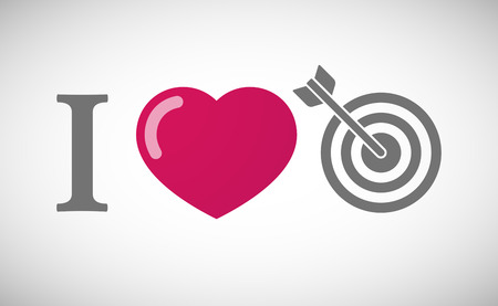 Illustration of an "I love" hieroglyph with a dart boardのイラスト素材