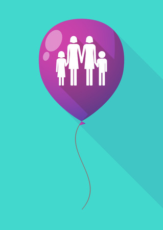 Illustration of a long shadow balloon with a lesbian parents family pictogramのイラスト素材