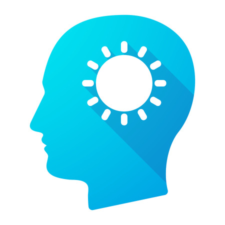Illustration of a male head icon with a sunのイラスト素材