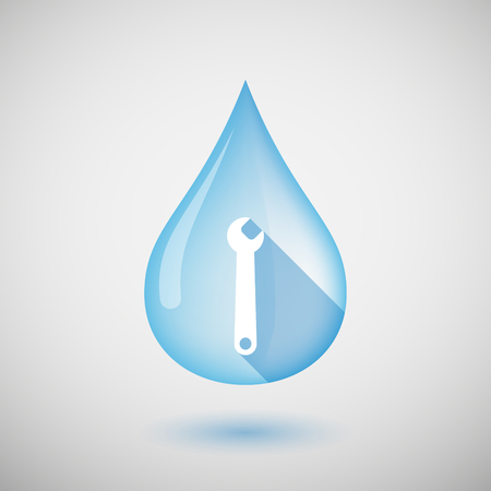 Illustration of a long shadow water drop icon with a spannerのイラスト素材