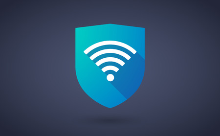 Illustration of a long shadow shield icon with  a radio signal signのイラスト素材