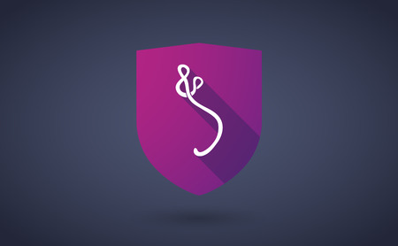 Illustration of a long shadow shield icon with   an ebola signのイラスト素材