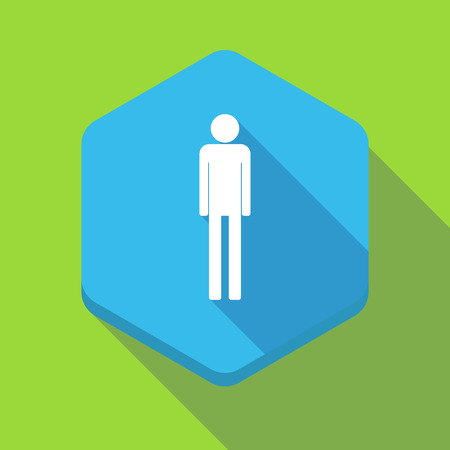 Illustration of a long shadow hexagon icon with a male pictogramのイラスト素材