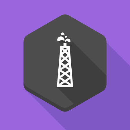 Illustration of a long shadow hexagon icon with an oil towerのイラスト素材