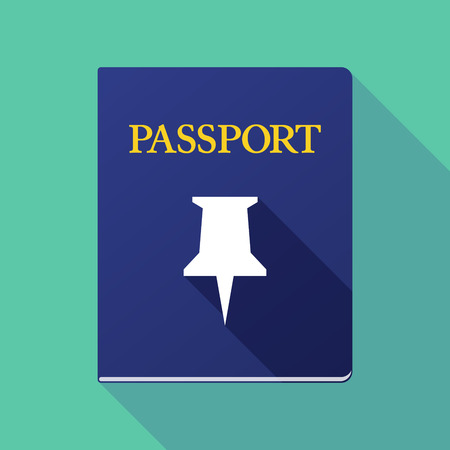 Illustration of a long shadow passport with a push pinのイラスト素材