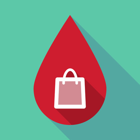 Illustration of a long shadow blood drop with a shopping bagのイラスト素材