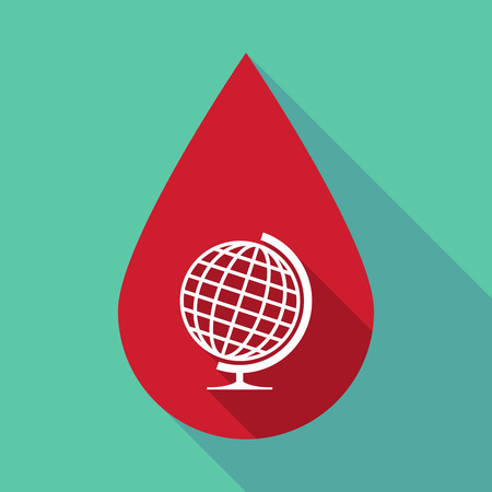 Illustration of a long shadow blood drop with  a table world globeのイラスト素材