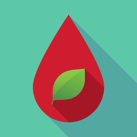 Illustration of a long shadow blood drop with a green  leafのイラスト素材