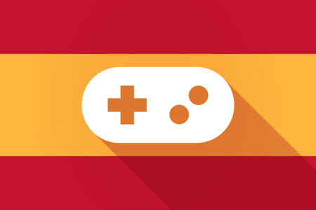 Illustration of a Spain  long shadow flag with a game pad