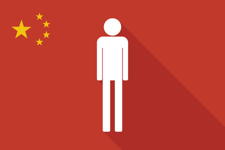 Illustration of a China long shadow flag with a male pictogramのイラスト素材