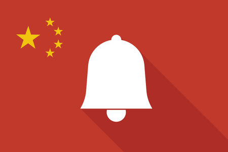 Illustration of a China long shadow flag with a bellのイラスト素材