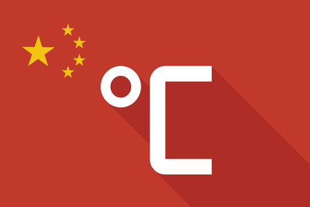 Illustration of a China long shadow flag with  a celsius degree signのイラスト素材