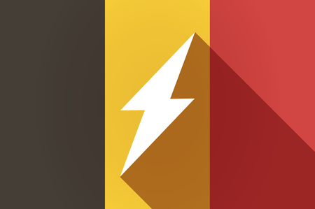 Illustration of a long shadow Belgium flag with a lightningのイラスト素材