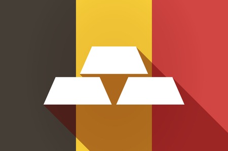 Illustration of a long shadow Belgium flag with three gold bullionsのイラスト素材