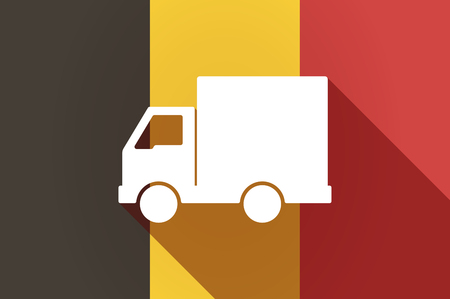 Illustration of a long shadow Belgium flag with a  delivery truckのイラスト素材