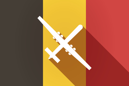 Illustration of a long shadow Belgium flag with a war droneのイラスト素材