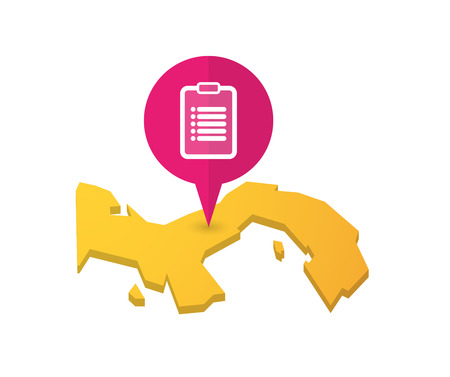 Illustration of a map of Panama with a map marker and a reportのイラスト素材