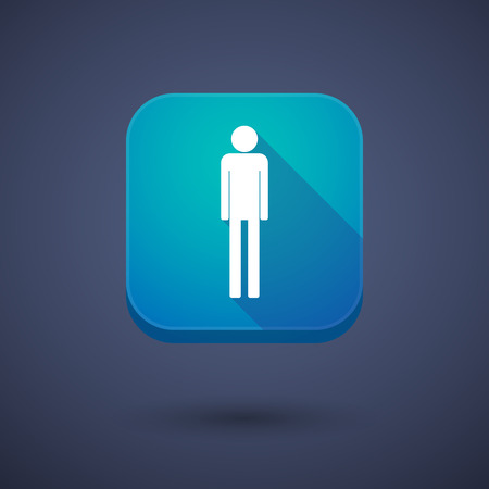 Illustration of a square long shadow app button with a male pictogramのイラスト素材