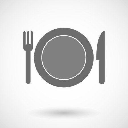Vector illustration of a dish, knife and a fork iconのイラスト素材