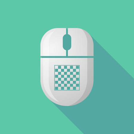 Illustration of a wireless long shadow mouse icon with   a chess boardのイラスト素材