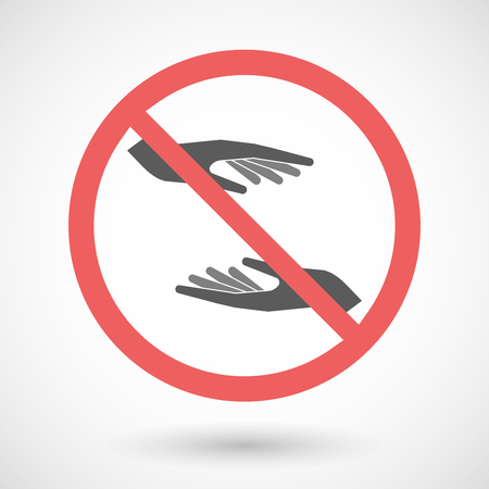 Illustration of a forbidden vector signal with   two hands giving and receiving  or protectingのイラスト素材