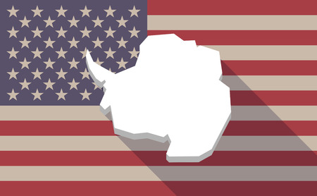 Illustration of a long shadow vector USA flag icon with   the map of  Antarcticaのイラスト素材