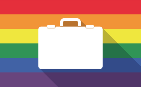 Illustration of a long shadow gay pride flag with  a briefcaseのイラスト素材