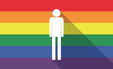 Illustration of a long shadow gay pride flag with a male pictogramのイラスト素材