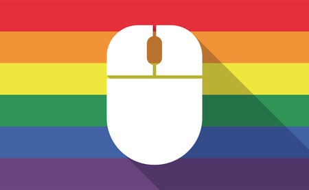 Illustration of a long shadow gay pride flag with a wireless mouseのイラスト素材
