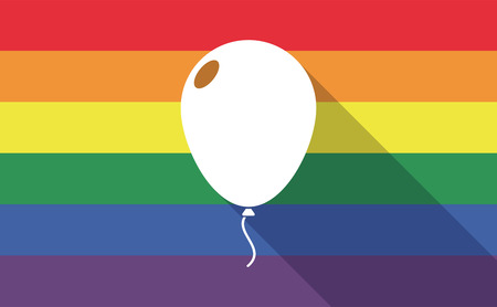 Illustration of a long shadow gay pride flag with a balloonのイラスト素材