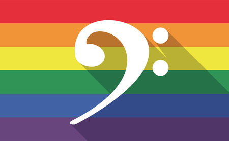 Illustration of a long shadow gay pride flag with an F clefのイラスト素材
