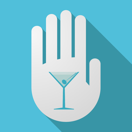 Illustration of a long shadow hand with a cocktail glassのイラスト素材