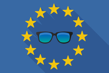 Illustration of a long shadow EU flag with  a sunglasses iconのイラスト素材