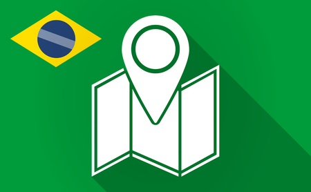 Illustration of a long shadow Brazil flag with a mapのイラスト素材