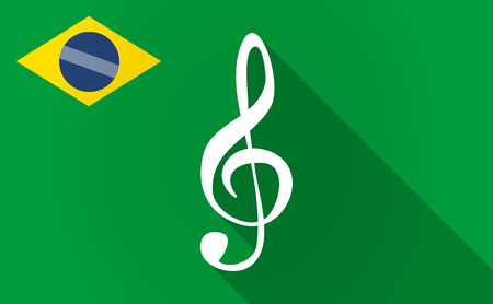 Illustration of a long shadow Brazil flag with a g clefのイラスト素材