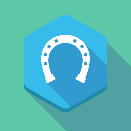 Illustration of a long shadow hexagon icon with  a horseshoe signのイラスト素材