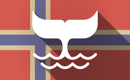 Illustration of a long shadow Norway flag with a whale tailのイラスト素材