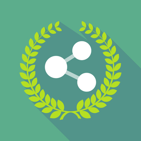 Illustration of a long shadow laurel wreath icon with  a network signのイラスト素材