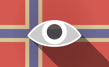 Illustration of a long shadow Norway flag with an eyeのイラスト素材
