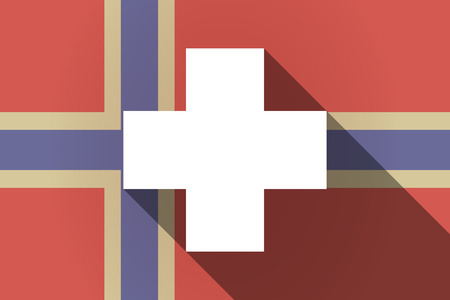 Illustration of a long shadow Norway flag with a pharmacy signのイラスト素材